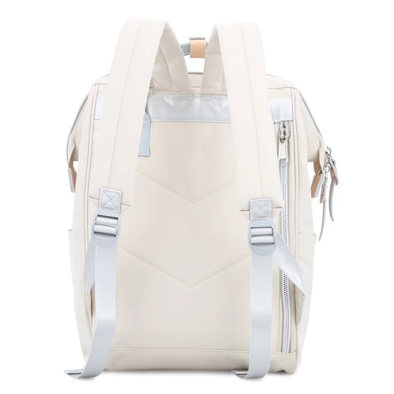 Plecak szkolny beżowo-zielony Himawari z USB - 19L, laptop 13,3