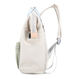 Plecak szkolny beżowo-zielony Himawari z USB - 19L, laptop 13,3