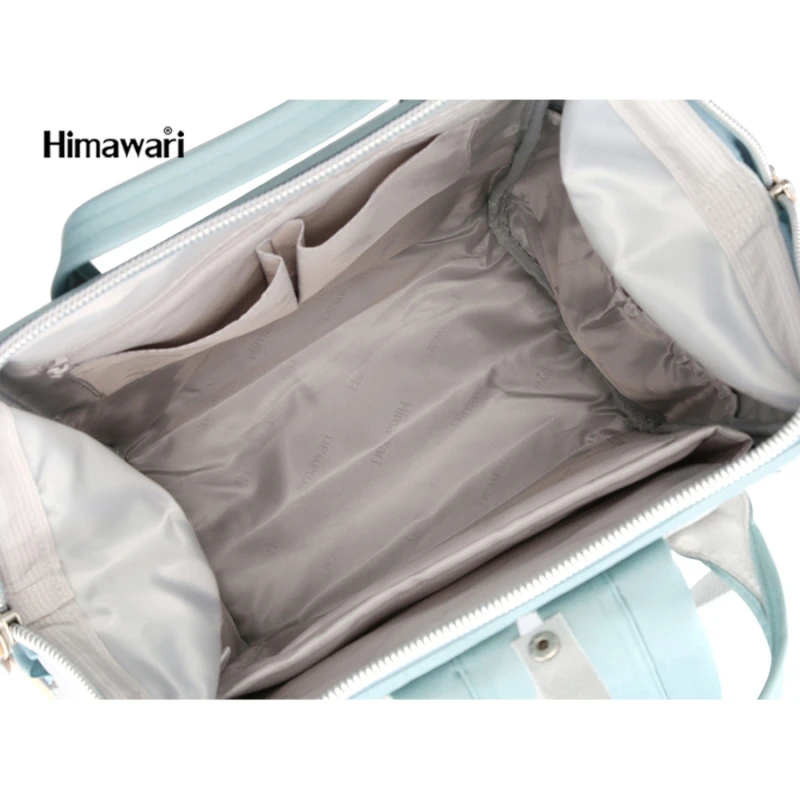 Plecak szkolny beżowo-zielony Himawari z USB - 19L, laptop 13,3