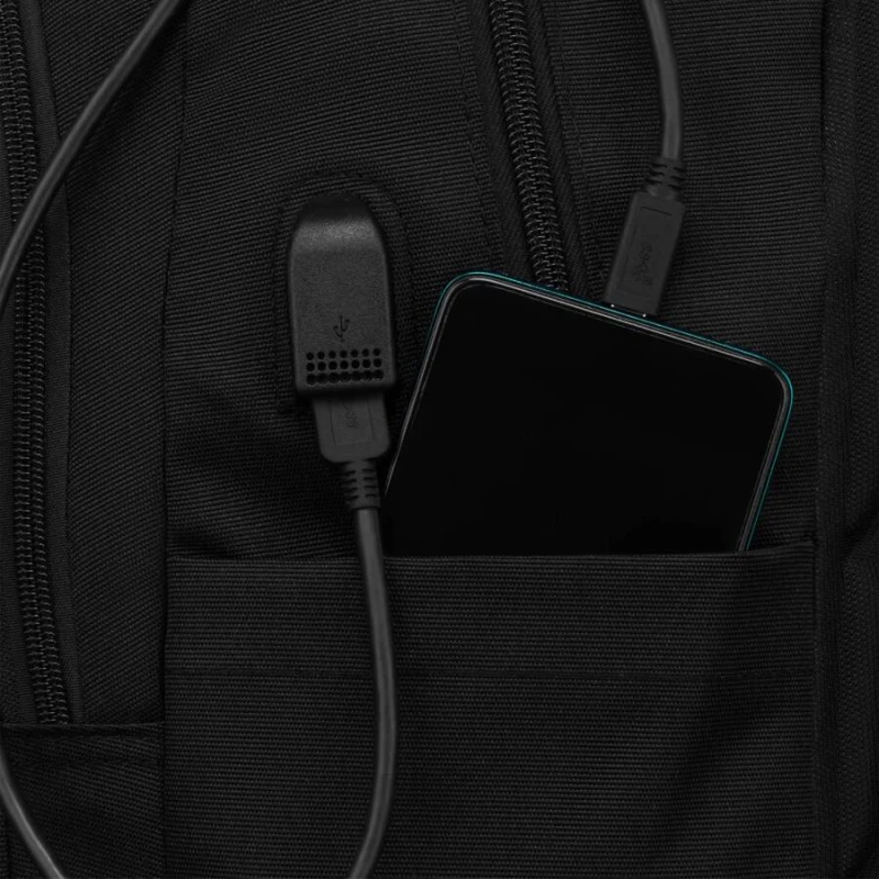 Plecak szkolny czarny Peterson z portem USB – pojemność 25 l