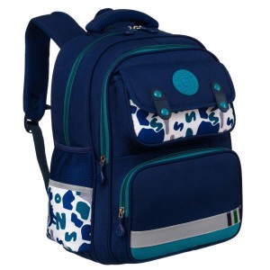 Plecak szkolny Peterson granatowo-zielony 42cm - laptop, 2 komory