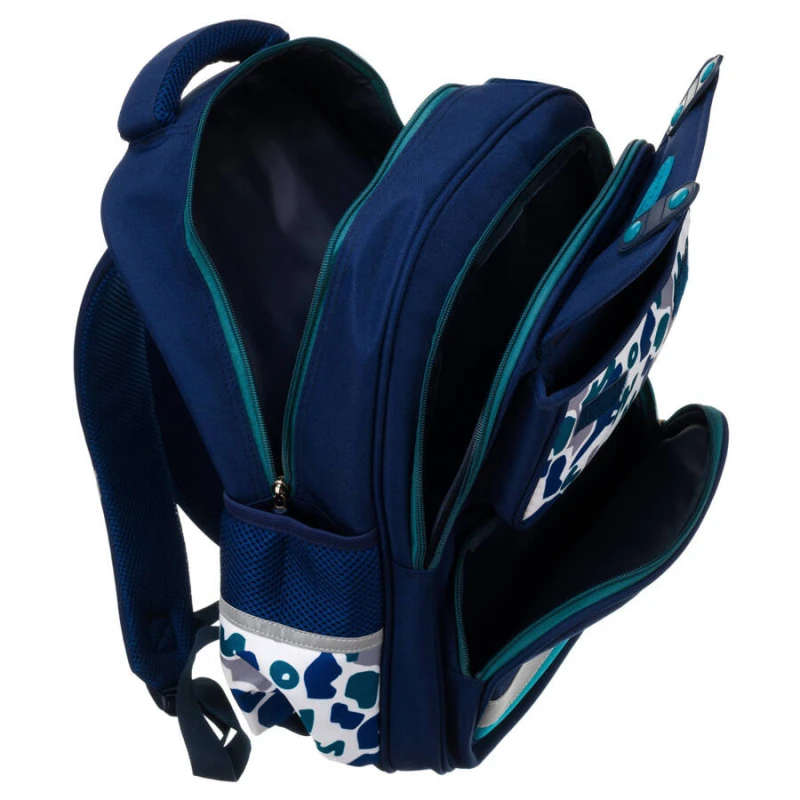 Plecak szkolny Peterson granatowo-zielony 42cm - laptop, 2 komory