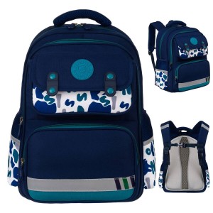 Plecak szkolny Peterson granatowo-zielony 42cm - laptop, 2 komory