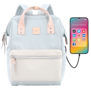 Plecak szkolny Himawari pastelowy błękit - 19L, kieszeń na laptop