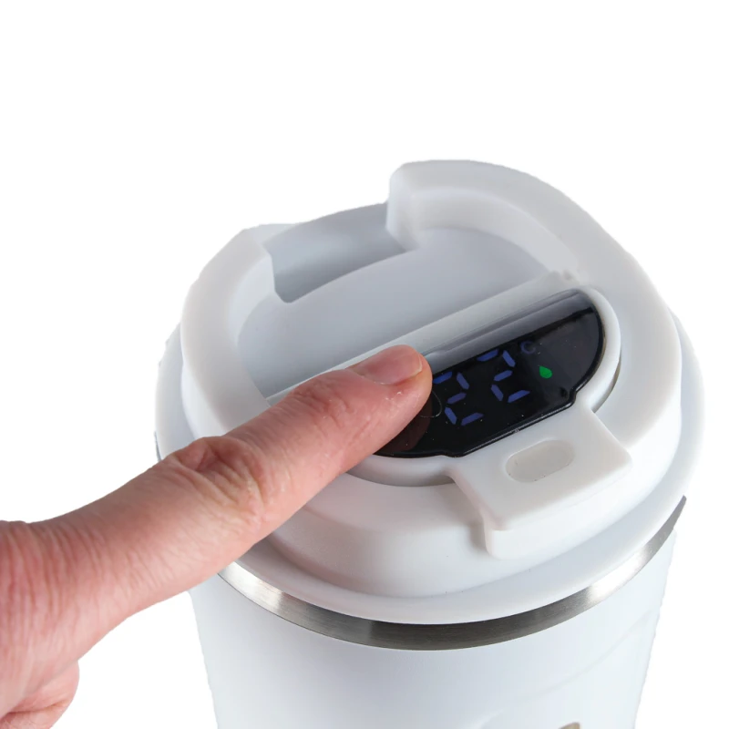 Kubek podróżny LED 500ml biały KIK - wskaźnik temperatury