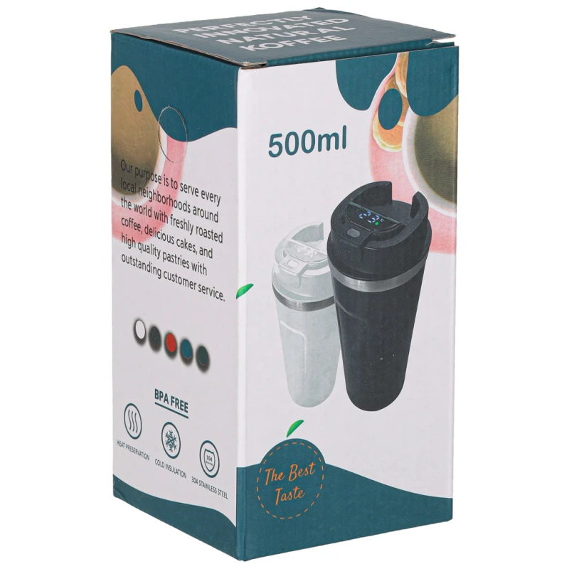 Kubek podróżny LED 500ml biały KIK - wskaźnik temperatury