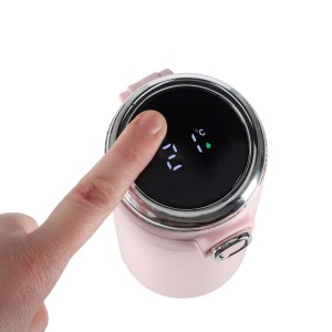 Kubek termiczny z wyświetlaczem LED 350 ml róż