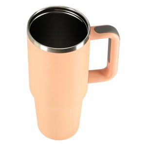 Kubek termiczny 1200ml ze słomką i uchwytem - pudrowy róż