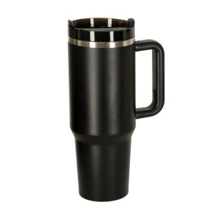 Kubek termiczny 1200ml ze słomką i uchwytem czarny KIK