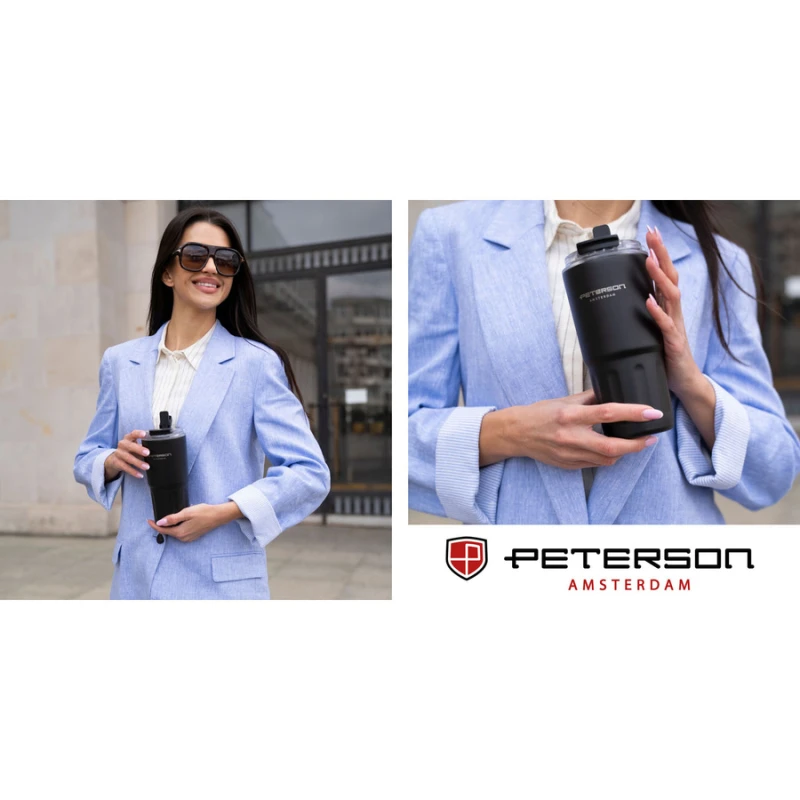 Kubek termiczny Peterson 600 ml czarny – stal nierdzewna, 3 tryby