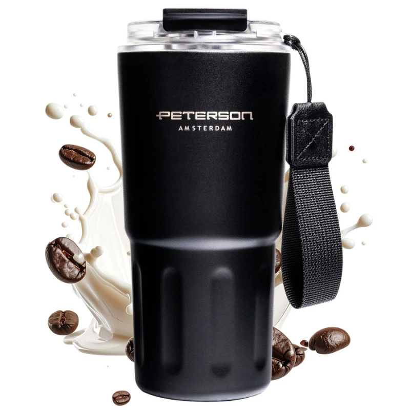 Kubek termiczny Peterson 600 ml czarny – stal nierdzewna, 3 tryby