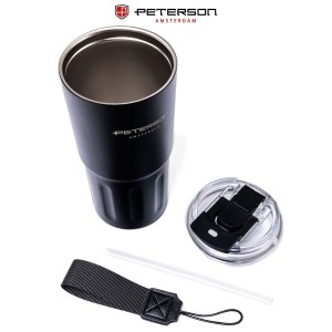 Kubek termiczny Peterson 600 ml czarny – stal nierdzewna, 3 tryby
