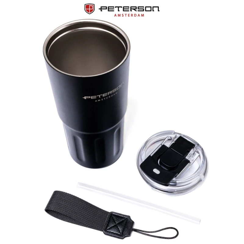 Kubek termiczny Peterson 600 ml czarny – stal nierdzewna, 3 tryby