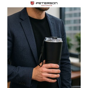 Kubek termiczny Peterson 600 ml czarny – stal nierdzewna, 3 tryby