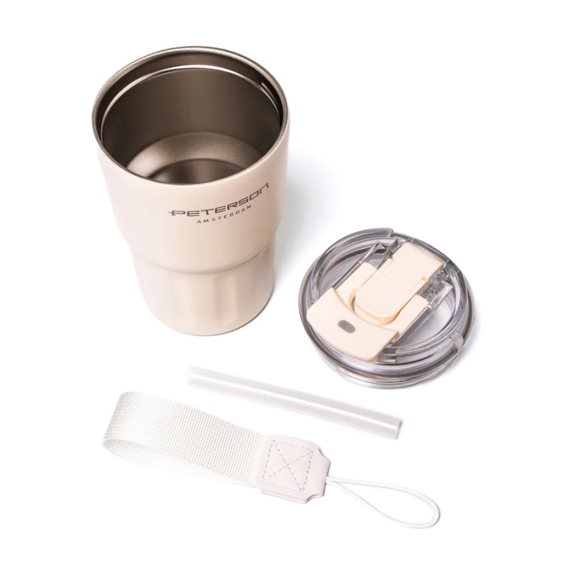Kubek termiczny Peterson 360 ml beżowy - stal nierdzewna, podwójne