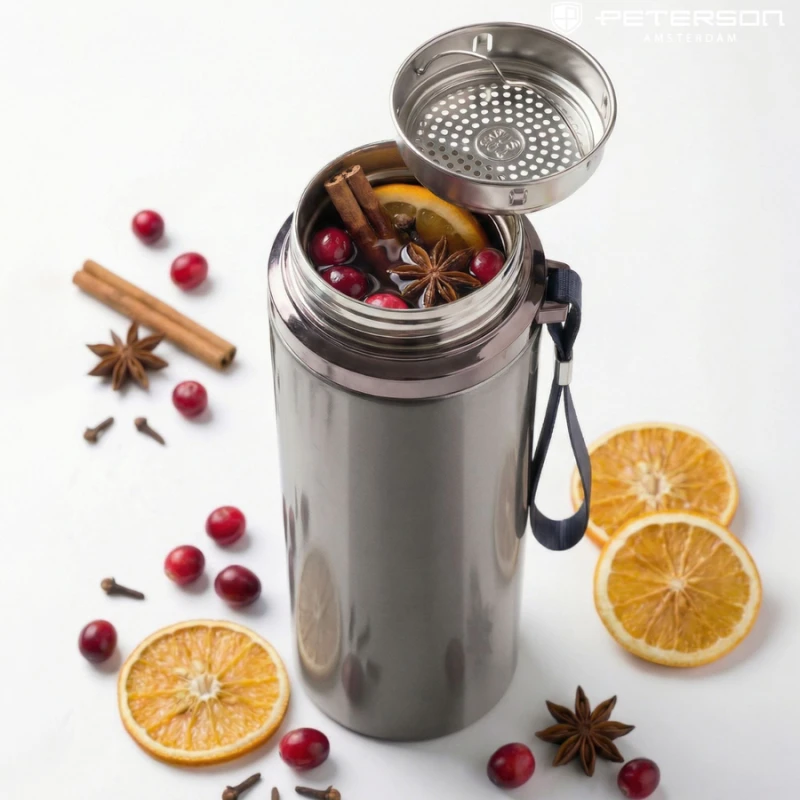 Termos stalowy 750 ml Peterson z sitkiem do herbaty
