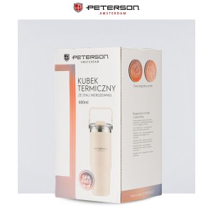 Kubek termiczny Peterson 600 ml z uchwytem - stal nierdzewna, czarny