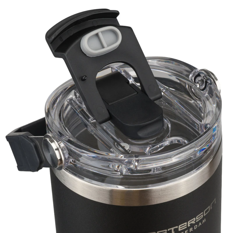 Kubek termiczny Peterson 600 ml z uchwytem - stal nierdzewna, czarny