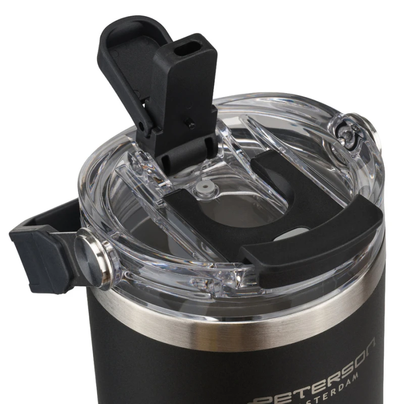 Kubek termiczny Peterson 600 ml z uchwytem - stal nierdzewna, czarny