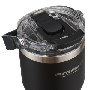 Kubek termiczny Peterson 600 ml z uchwytem - stal nierdzewna, czarny