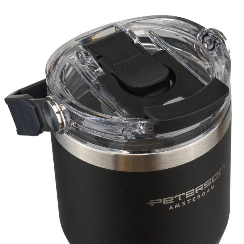 Kubek termiczny Peterson 600 ml z uchwytem - stal nierdzewna, czarny