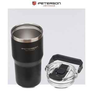 Kubek termiczny Peterson 600 ml z uchwytem - stal nierdzewna, czarny
