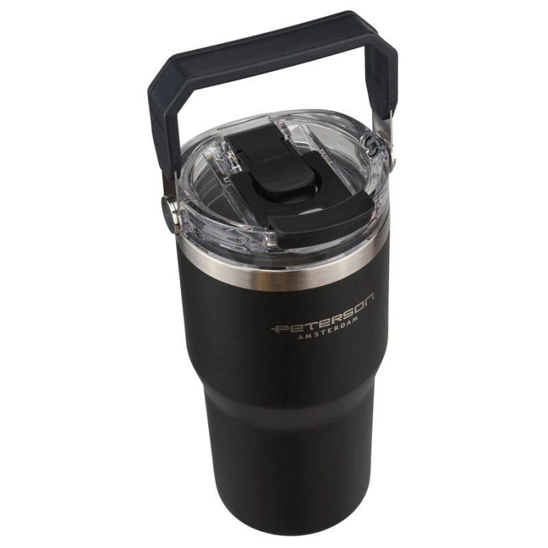Kubek termiczny Peterson 600 ml z uchwytem - stal nierdzewna, czarny