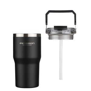 Kubek termiczny Peterson 600 ml z uchwytem - stal nierdzewna, czarny