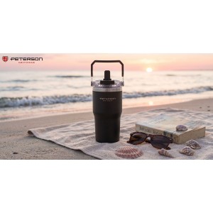 Kubek termiczny Peterson 600 ml z uchwytem - stal nierdzewna, czarny