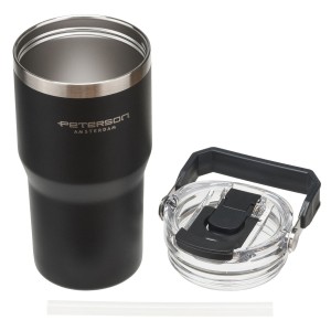 Kubek termiczny Peterson 600 ml z uchwytem - stal nierdzewna, czarny