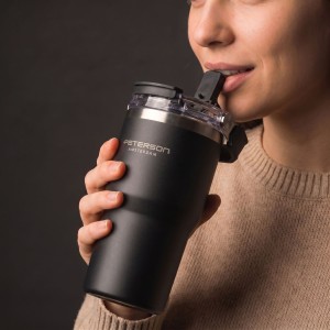Kubek termiczny Peterson 600 ml z uchwytem - stal nierdzewna, czarny