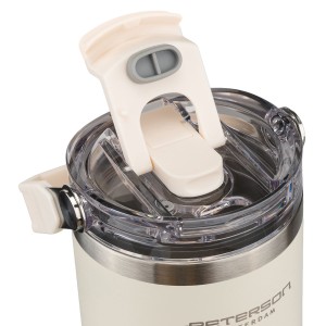 Kubek termiczny 600 ml Peterson ecru z uchwytem - stal nierdzewna
