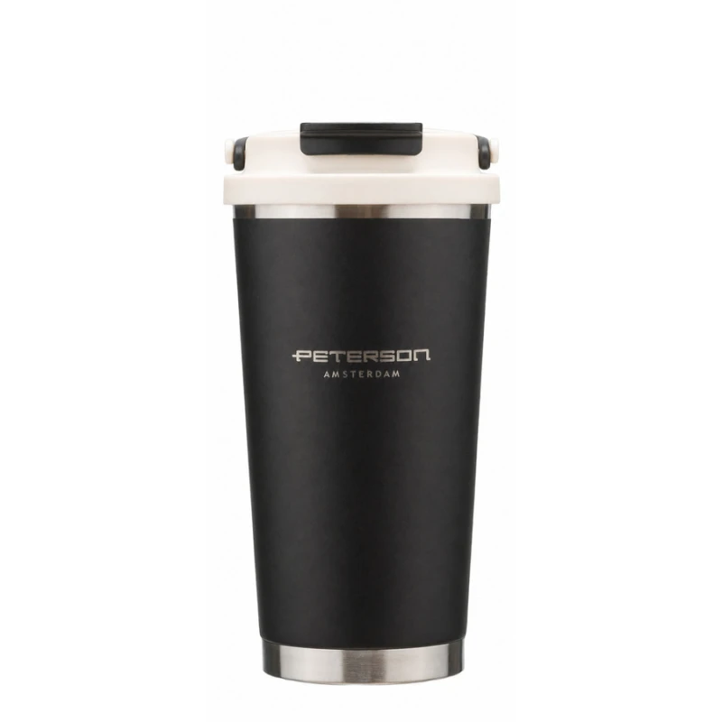 Kubek termiczny Peterson 560 ml z uchwytem - stal nierdzewna, czarny