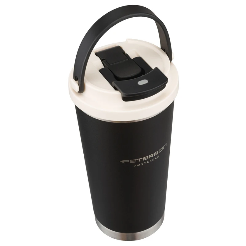 Kubek termiczny Peterson 560 ml z uchwytem - stal nierdzewna, czarny