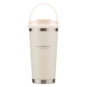 Kubek termiczny Peterson 560 ml ecru z uchwytem - stal nierdzewna