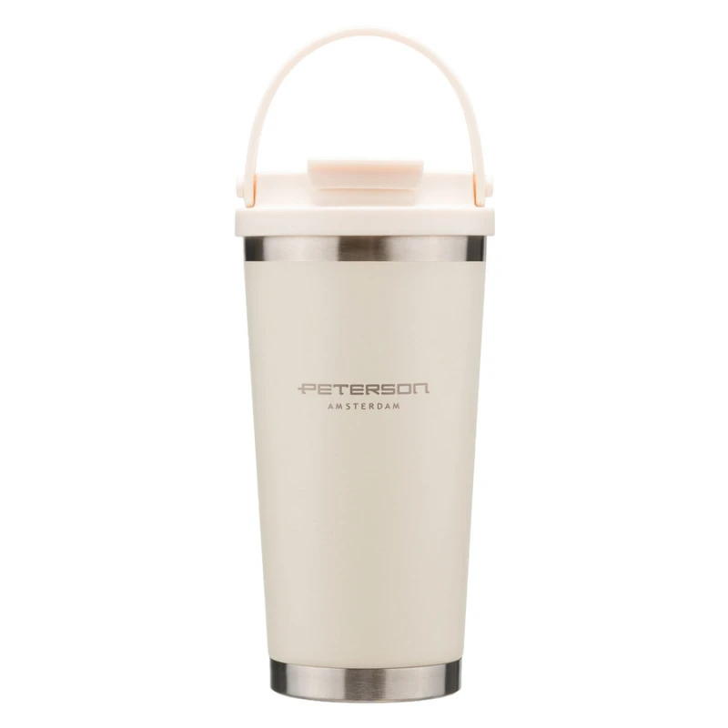 Kubek termiczny Peterson 560 ml ecru z uchwytem - stal nierdzewna
