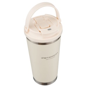 Kubek termiczny Peterson 560 ml ecru z uchwytem - stal nierdzewna