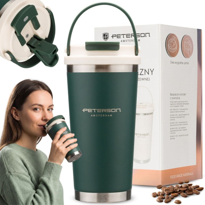 Kubek termiczny Peterson 560 ml - stal nierdzewna, zielony