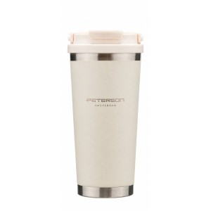 Kubek termiczny Peterson 560 ml ecru z uchwytem - stal nierdzewna