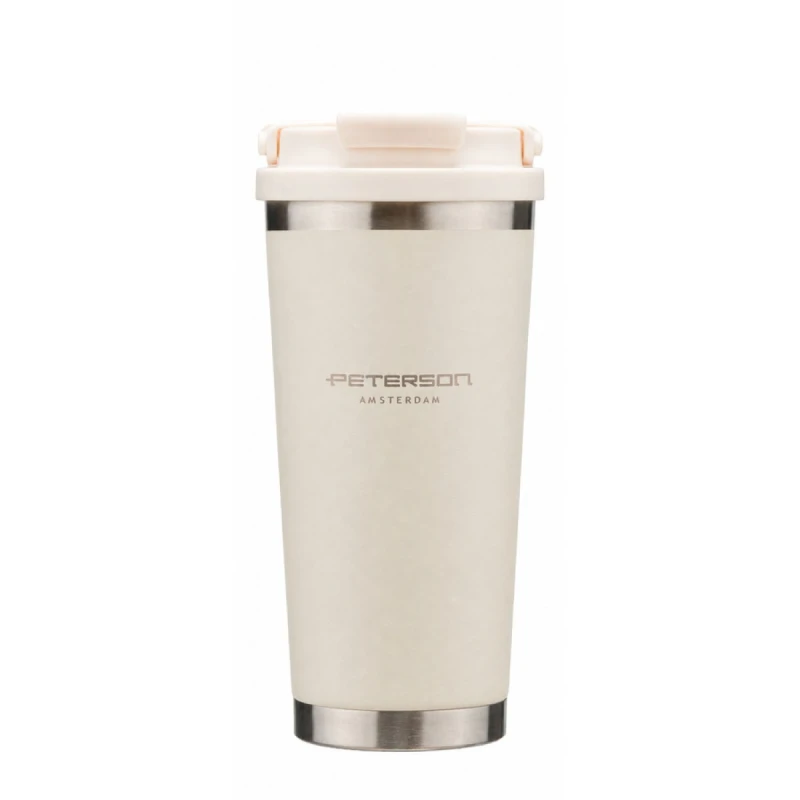 Kubek termiczny Peterson 560 ml ecru z uchwytem - stal nierdzewna