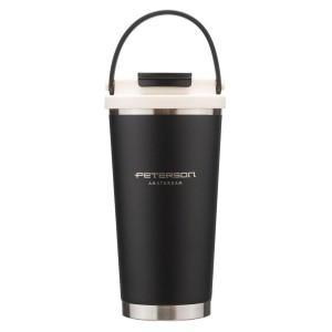 Kubek termiczny Peterson 560 ml z uchwytem - stal nierdzewna, czarny