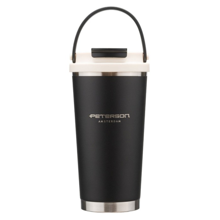 Kubek termiczny Peterson 560 ml z uchwytem - stal nierdzewna, czarny