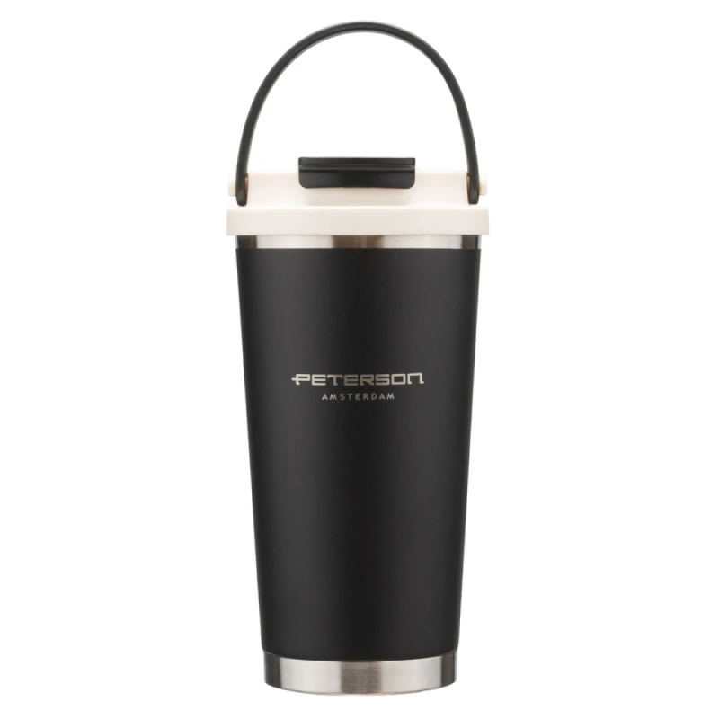 Kubek termiczny Peterson 560 ml z uchwytem - stal nierdzewna, czarny