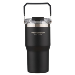 Kubek termiczny Peterson 600 ml z uchwytem - stal nierdzewna, czarny