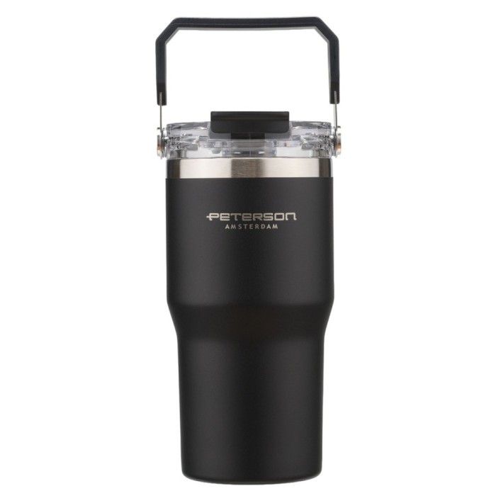 Kubek termiczny Peterson 600 ml z uchwytem - stal nierdzewna, czarny