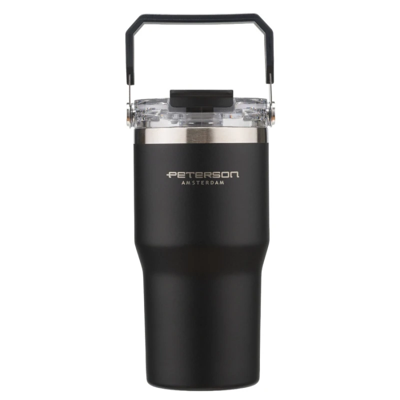 Kubek termiczny Peterson 600 ml z uchwytem - stal nierdzewna, czarny
