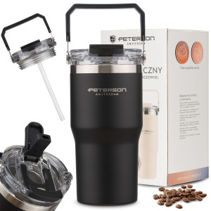 Kubek termiczny Peterson 600 ml z uchwytem - stal nierdzewna, czarny
