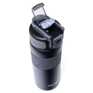 Kubek termiczny Peterson 660 ml ze słomką - stal 316, czarny